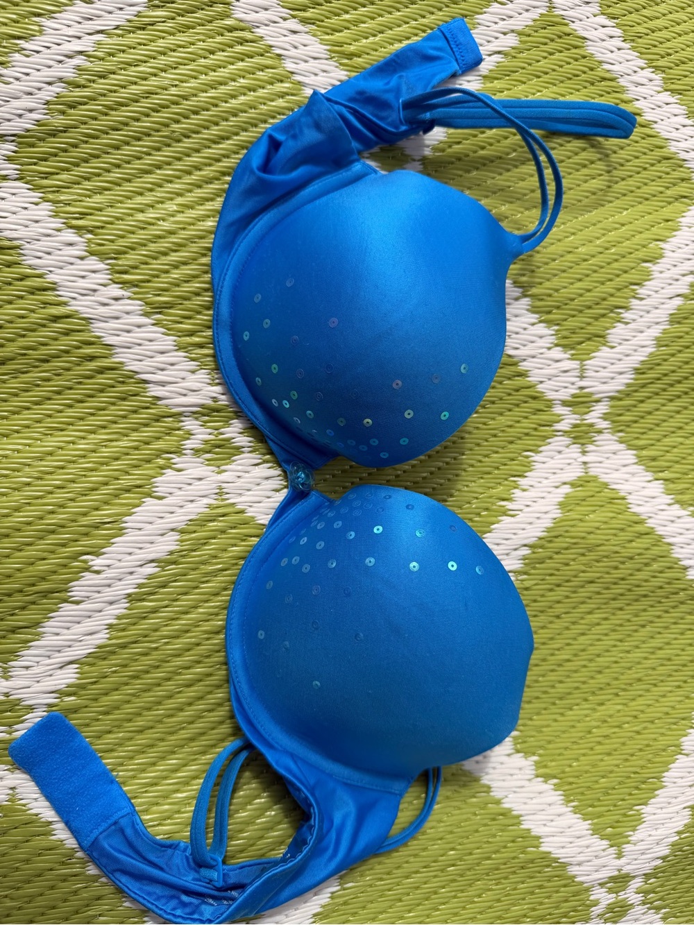 Bright Blue Sequin Push-Up Bra